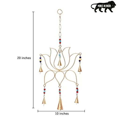 DULI Metal Windchime Wall Hanging, Feng Shui, Wall Art, Wall Decor, PositiveVibes, Rustic Wall Hangings, Wall Art, Diwali Decor, Diwali Decoration, Diwali Gifts (Lotus 20x10 Inches)