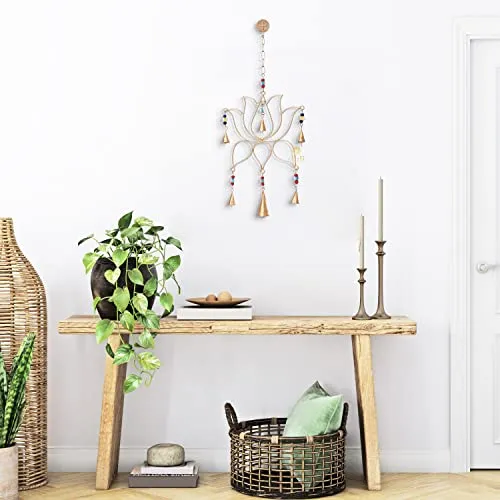 DULI Metal Windchime Wall Hanging, Feng Shui, Wall Art, Wall Decor, PositiveVibes, Rustic Wall Hangings, Wall Art, Diwali Decor, Diwali Decoration, Diwali Gifts (Lotus 20x10 Inches)