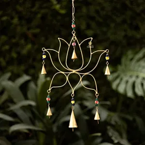 DULI Metal Windchime Wall Hanging, Feng Shui, Wall Art, Wall Decor, PositiveVibes, Rustic Wall Hangings, Wall Art, Diwali Decor, Diwali Decoration, Diwali Gifts (Lotus 20x10 Inches)