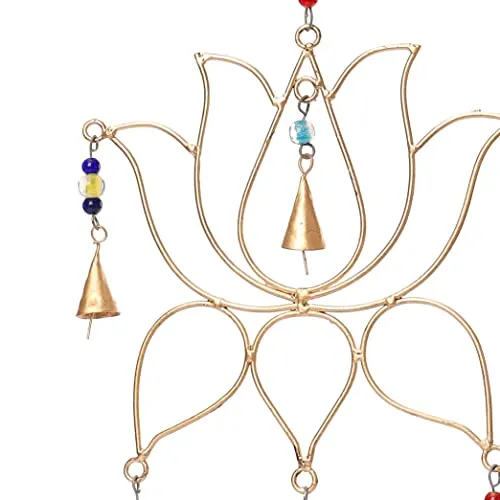 DULI Metal Windchime Wall Hanging, Feng Shui, Wall Art, Wall Decor, PositiveVibes, Rustic Wall Hangings, Wall Art, Diwali Decor, Diwali Decoration, Diwali Gifts (Lotus 20x10 Inches)