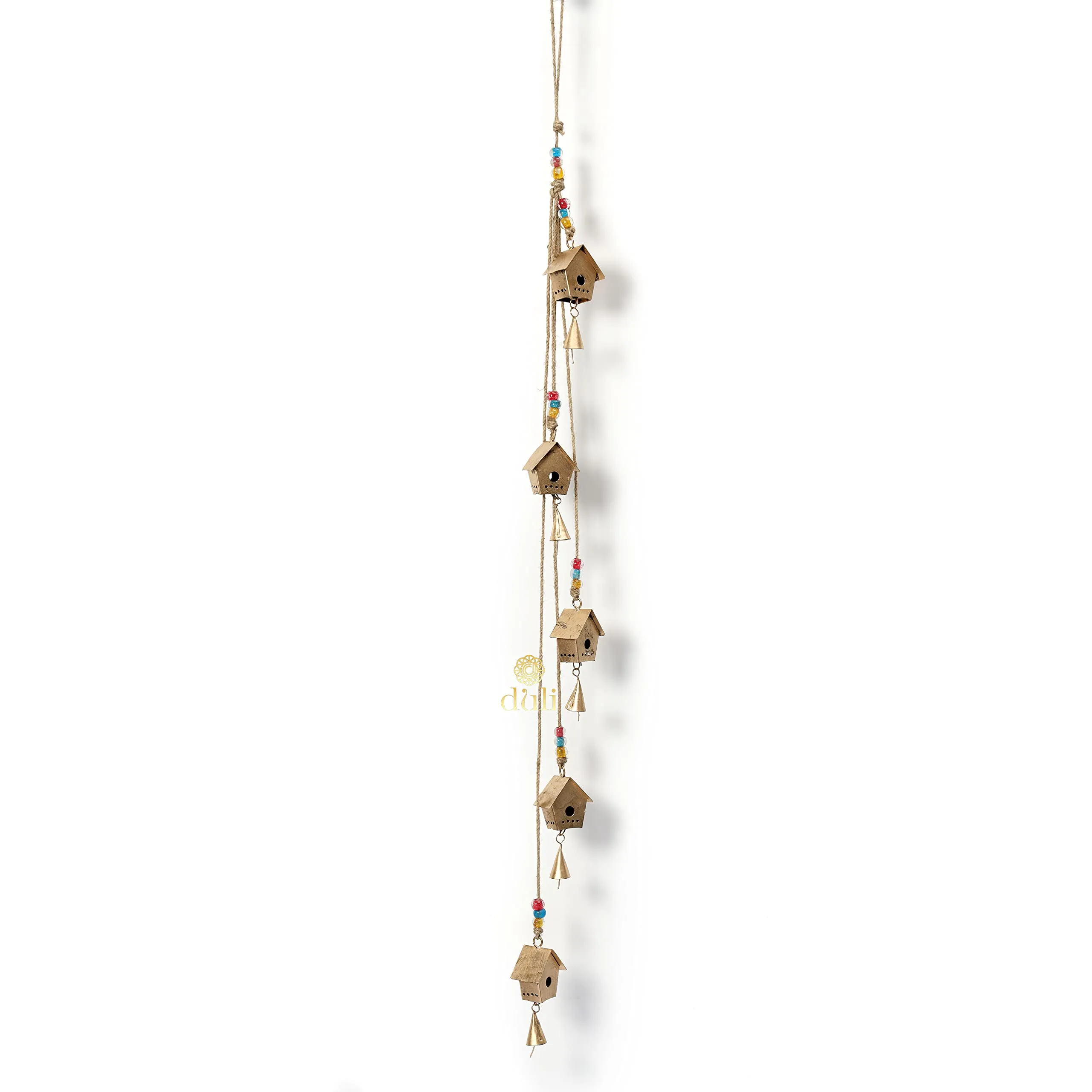 DULI Metal Windchime Wall Hanging, Feng Shui, Wall Art, Wall Decor, PositiveVibes, Rustic Wall Hangings, Wall Art, Diwali Decor, Home Decor Hanging Bells (MetalWallHanging-BellHouseLatkan)