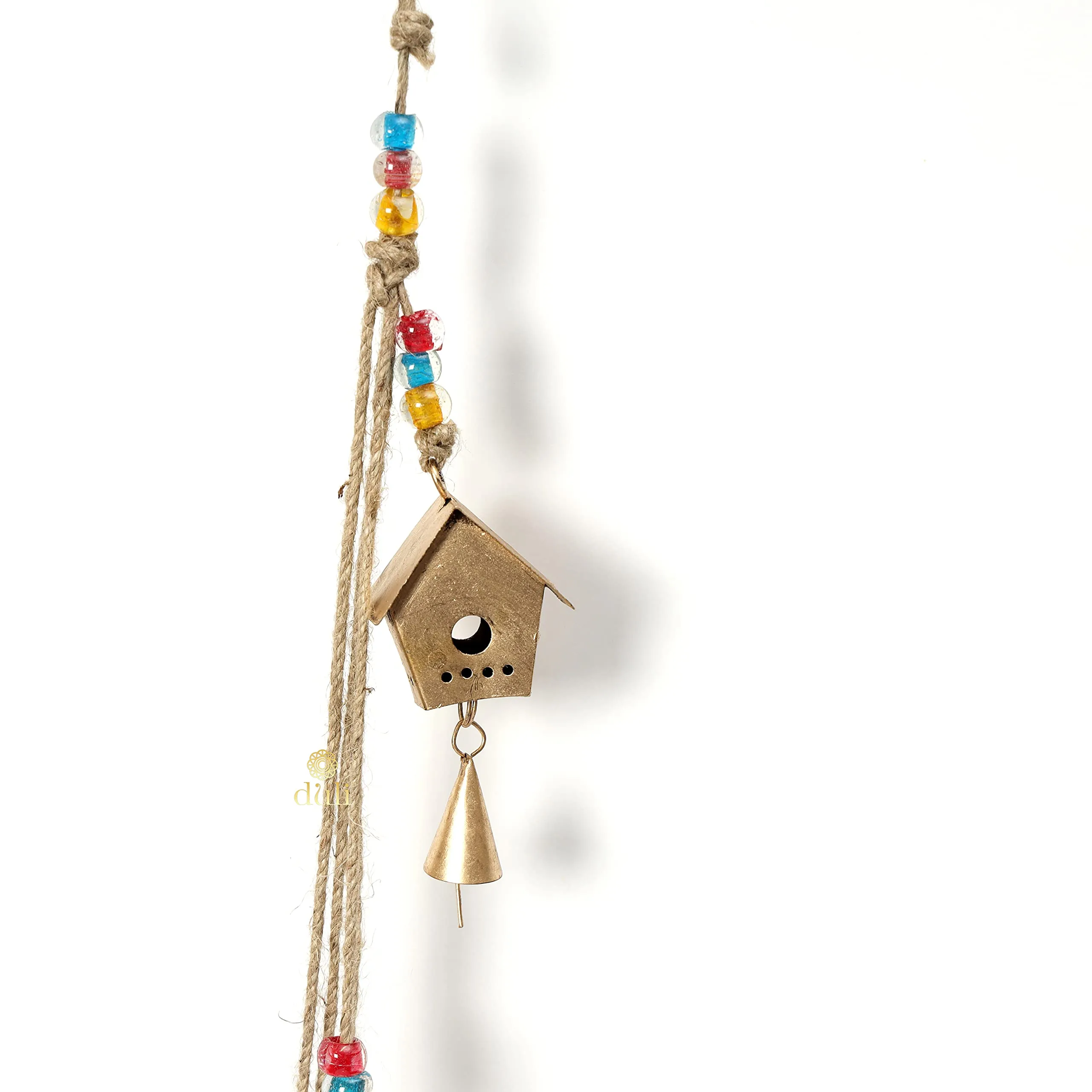 DULI Metal Windchime Wall Hanging, Feng Shui, Wall Art, Wall Decor, PositiveVibes, Rustic Wall Hangings, Wall Art, Diwali Decor, Home Decor Hanging Bells (MetalWallHanging-BellHouseLatkan)