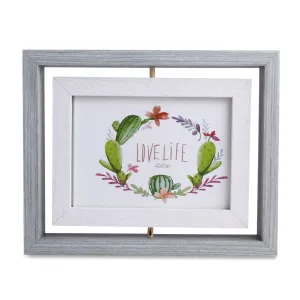 el Dios Premium Range Designer Wood Picture Frame Finish 360-degree Revolving Table Photo Frame for Bedroom/Living Room/Office – (2 Photos, Grey & White Colour, 21X17cm)
