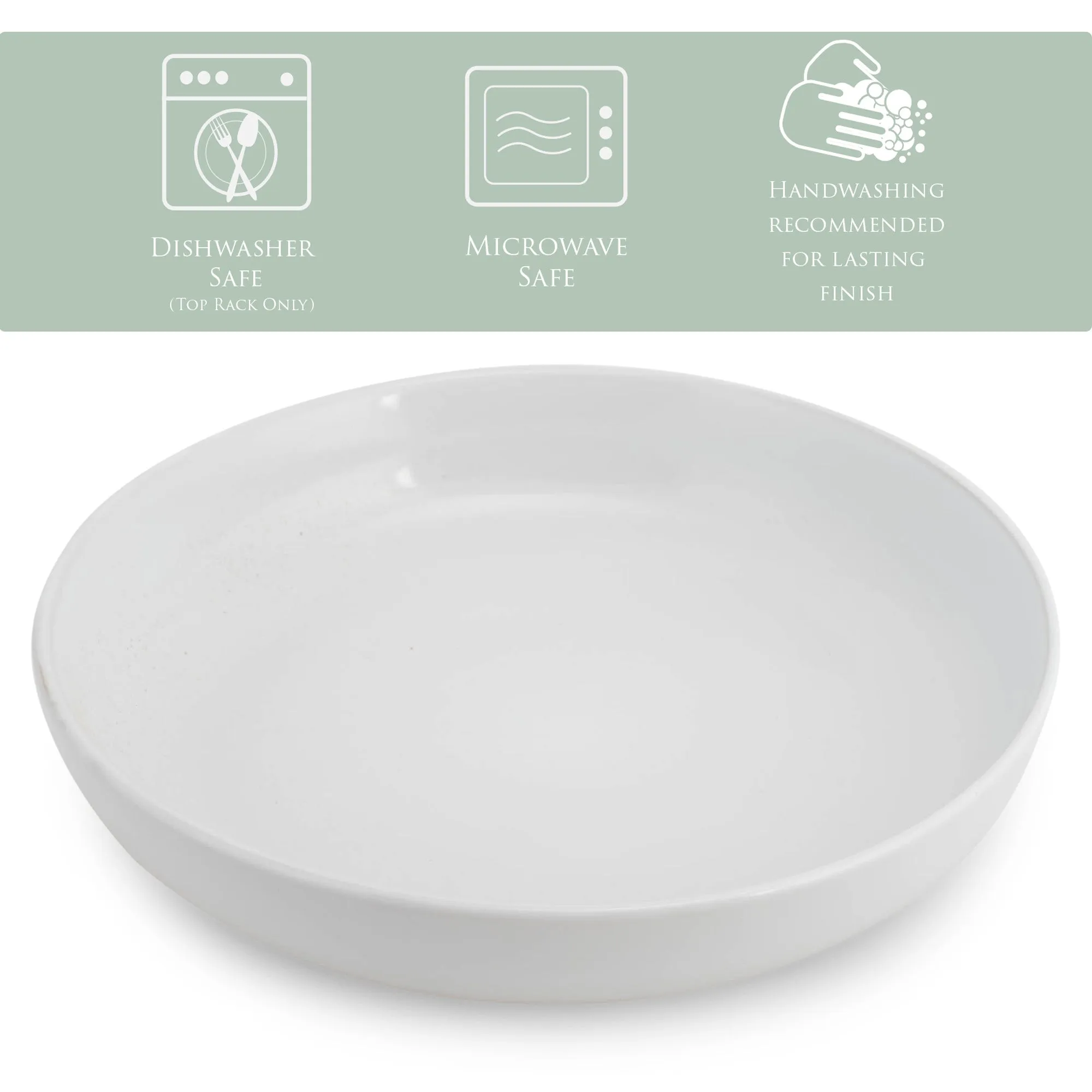 Elanze Designs Bistro Glossy Ceramic 8.5 inch Dinner Bowls Set of 4, White