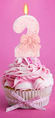 ElekFX Birthday Candle for Cake, 2 Candle - Pink Glitter with Bowknot, 2.76 inch Happy Birthday Candle, Cake Topper Decoration for 2 Years Old Birthday Party (Number 2)