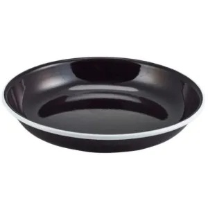 Enamel Rice/Pasta Plate Black with White Rim 24cm- Pack 1