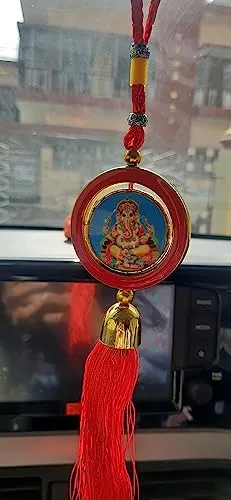 Evil Eye Wind Chime for Home & Office Wall Hanging for Home Protection | Car Hanging | Brings Positive Vibes & Removes Negative Energy | Turkish Evil Eye Wind Chime 2 in 1 Circle Ganesha & Durga ji