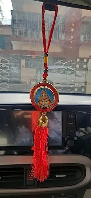 Evil Eye Wind Chime for Home & Office Wall Hanging for Home Protection | Car Hanging | Brings Positive Vibes & Removes Negative Energy | Turkish Evil Eye Wind Chime 2 in 1 Circle Ganesha & Durga ji