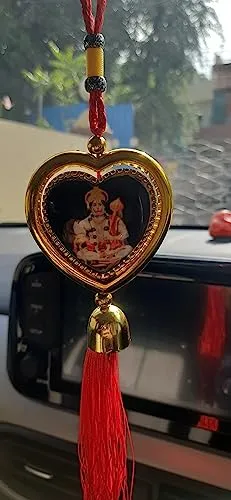 Evil Eye Wind Chime for Home & Office Wall Hanging for Home Protection | Car Hanging | Brings Positive Vibes & Removes Negative Energy | Turkish Evil Eye Wind Chime 2 in 1 Heart Ganesha & Bajarang ji