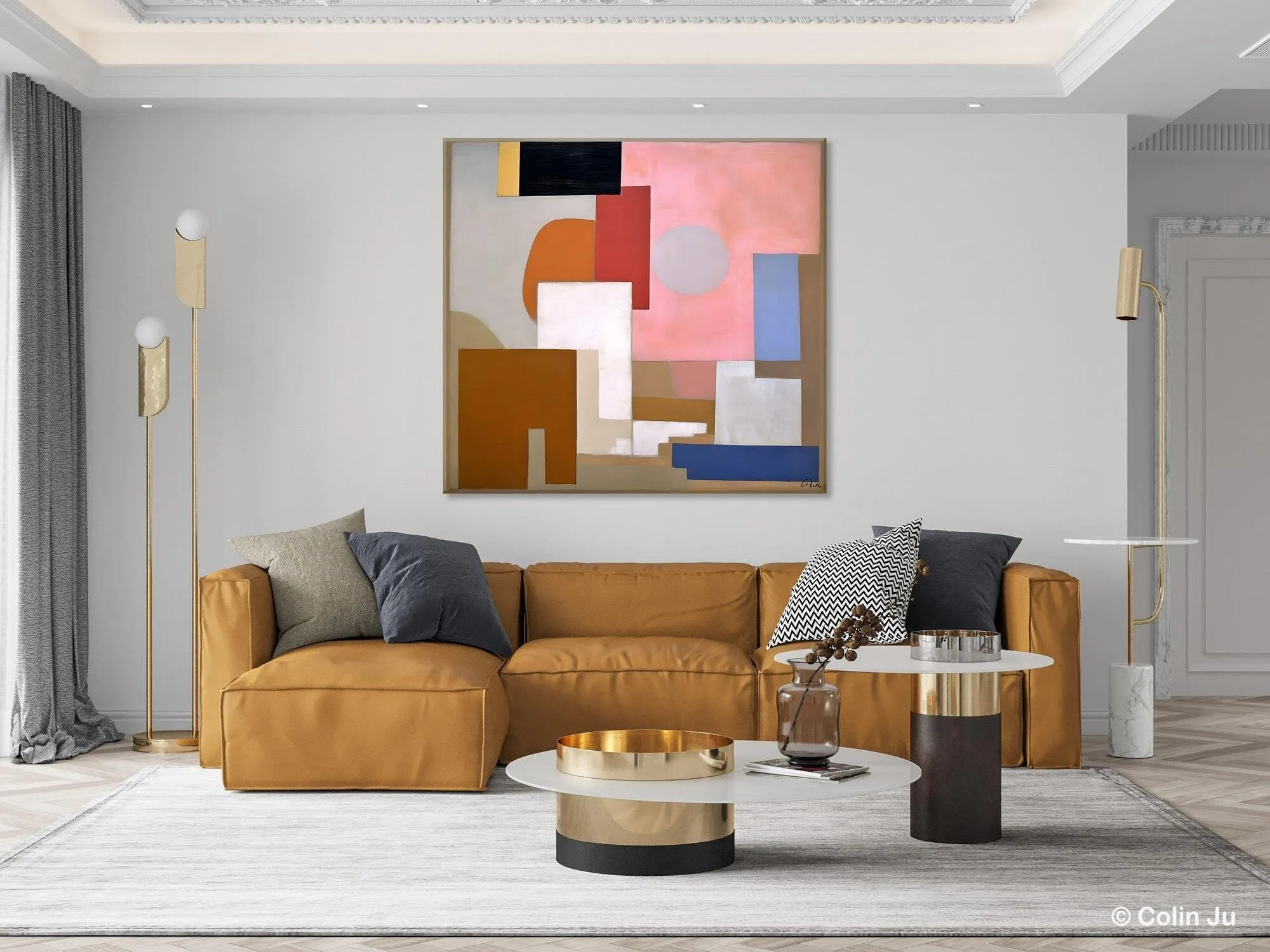 Extra Large Canvas Paintings for Living Room, Original Modern Abstract Artwork, Geometric Modern Canvas Art, Abstract Wall Art for Sale