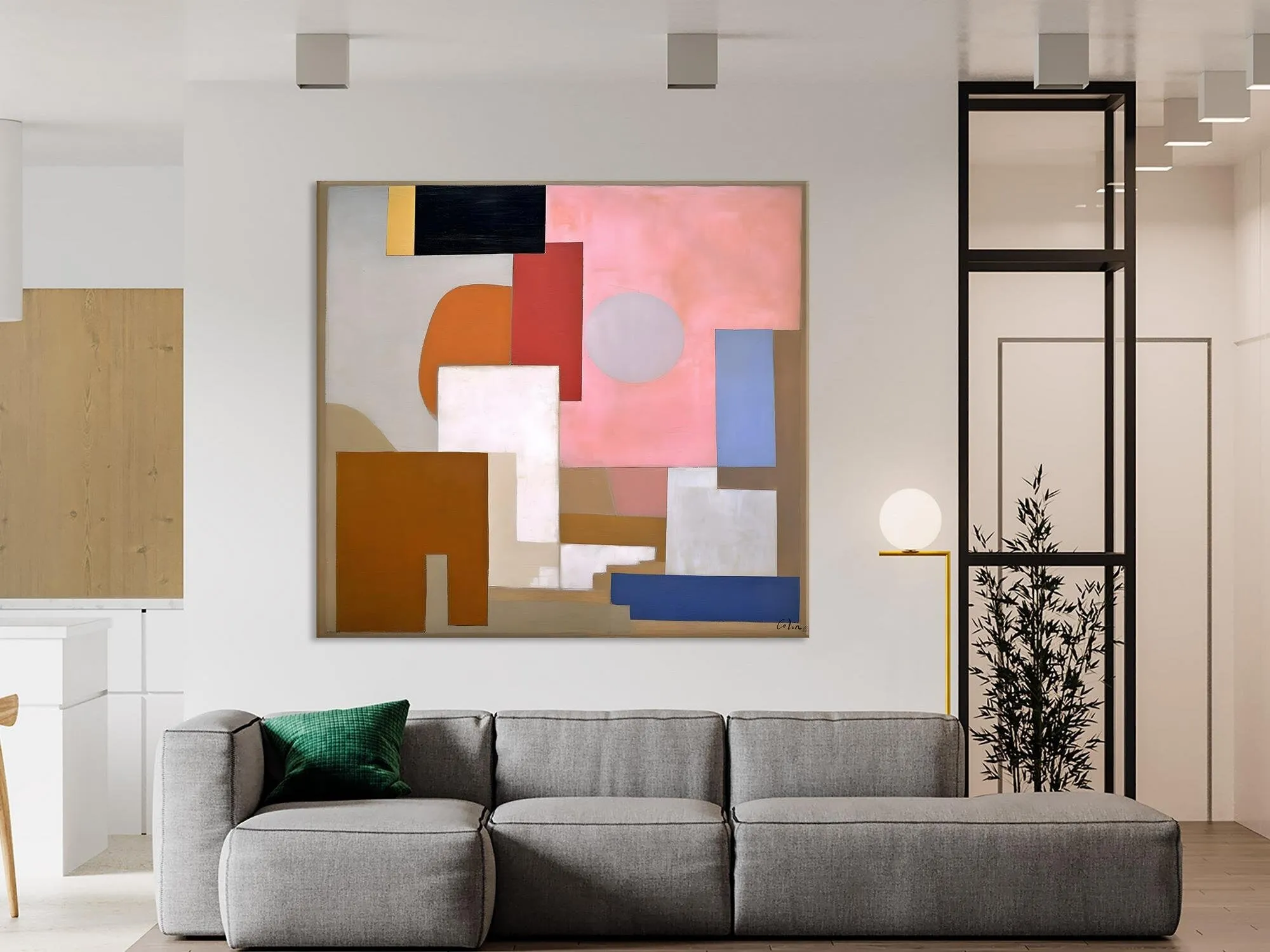 Extra Large Canvas Paintings for Living Room, Original Modern Abstract Artwork, Geometric Modern Canvas Art, Abstract Wall Art for Sale