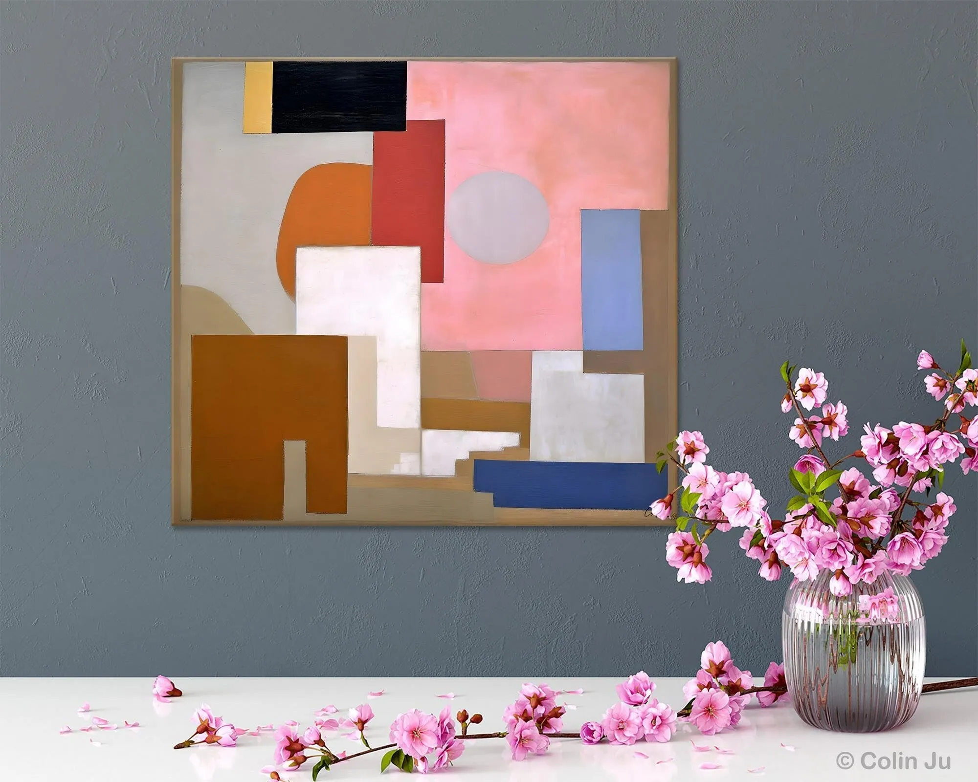 Extra Large Canvas Paintings for Living Room, Original Modern Abstract Artwork, Geometric Modern Canvas Art, Abstract Wall Art for Sale