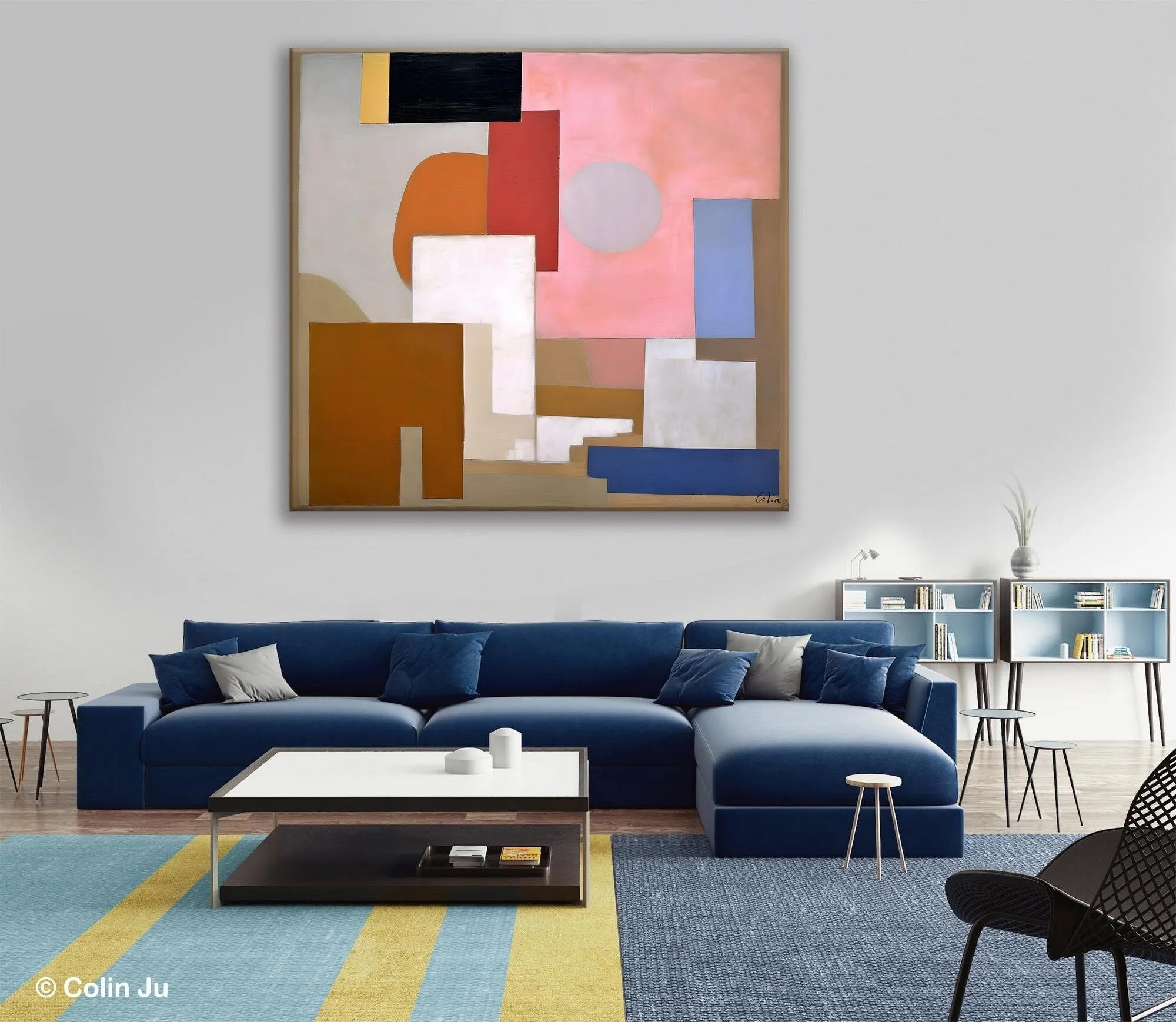 Extra Large Canvas Paintings for Living Room, Original Modern Abstract Artwork, Geometric Modern Canvas Art, Abstract Wall Art for Sale