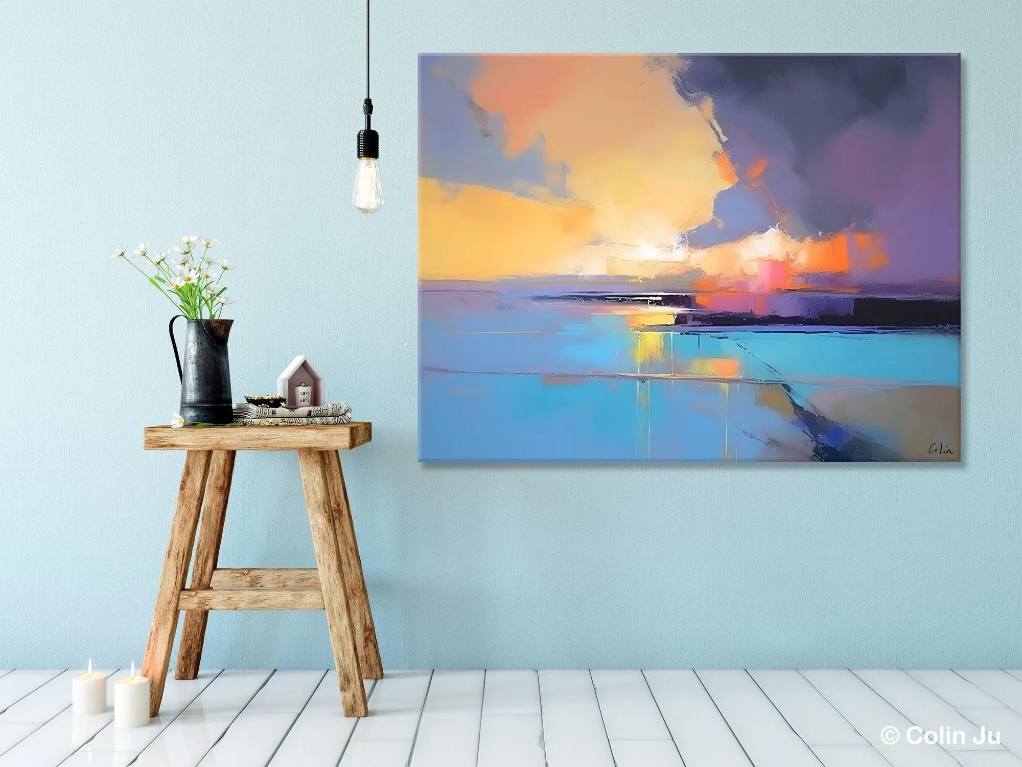 Extra Large Modern Wall Art Paintings, Acrylic Painting on Canvas, Landscape Paintings for Living Room, Original Landscape Abstract Painting