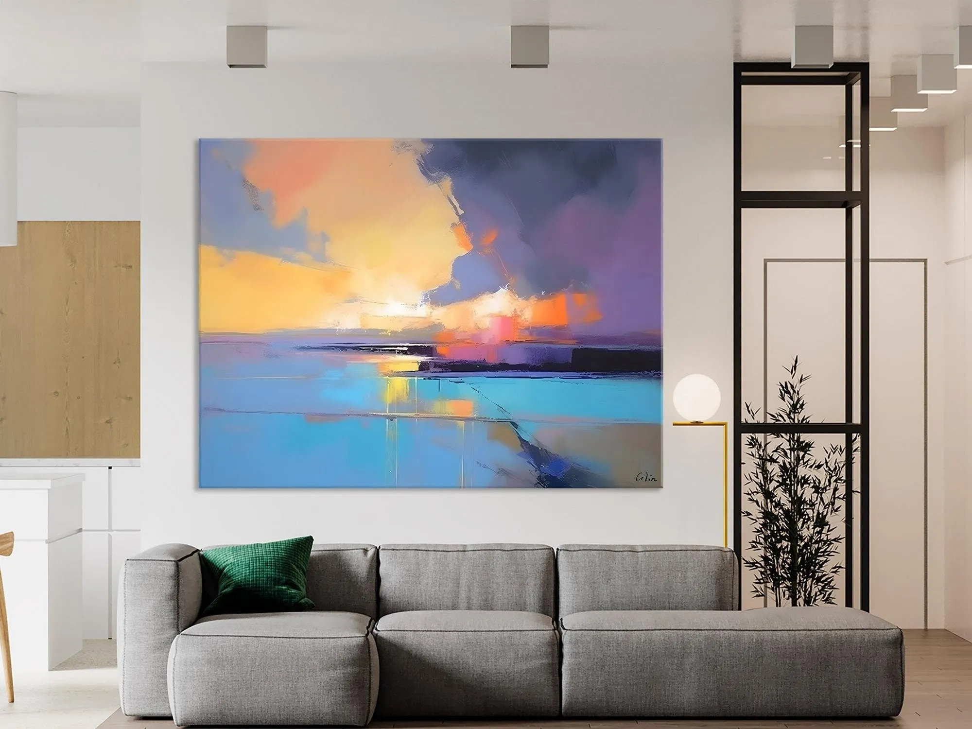 Extra Large Modern Wall Art Paintings, Acrylic Painting on Canvas, Landscape Paintings for Living Room, Original Landscape Abstract Painting