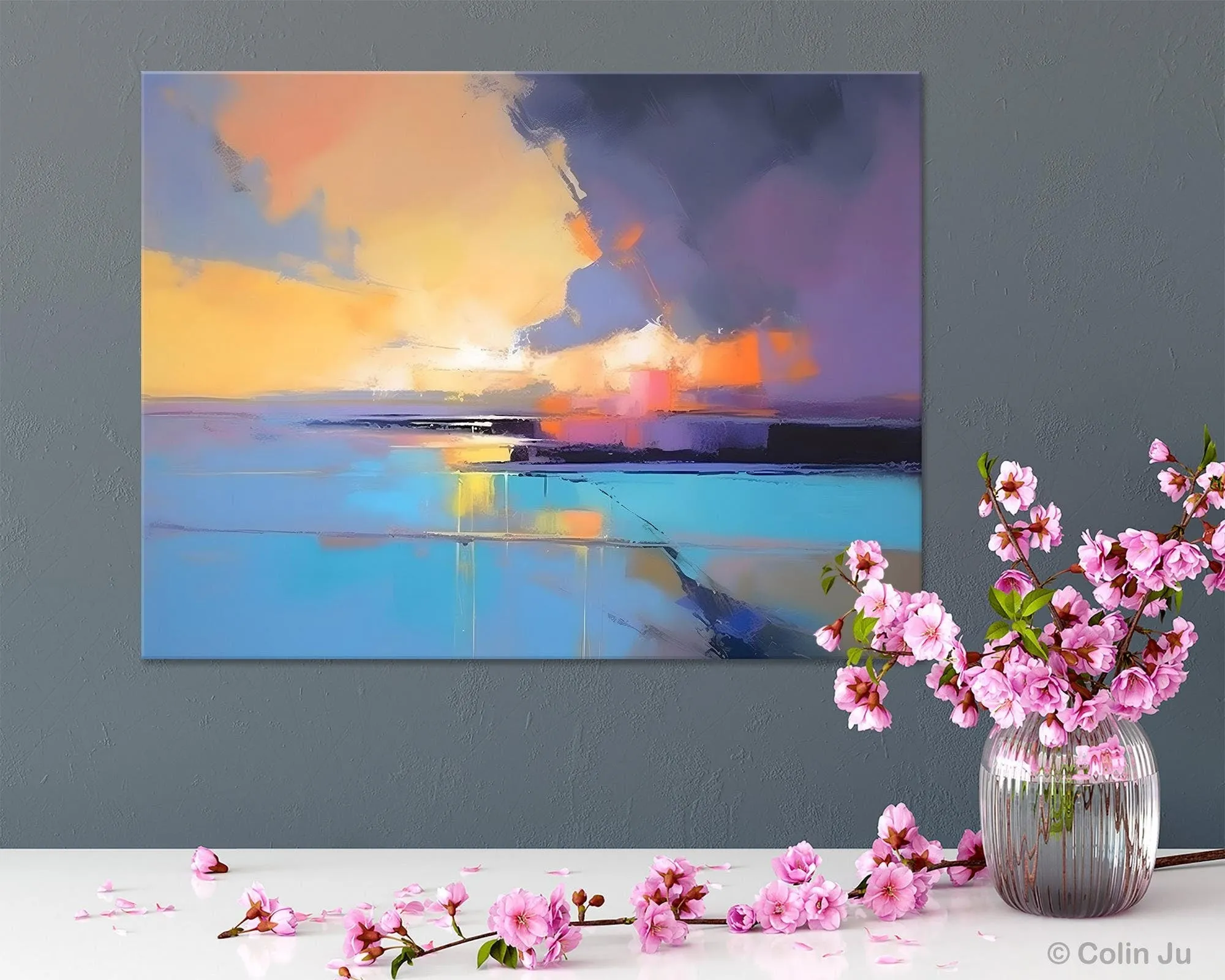 Extra Large Modern Wall Art Paintings, Acrylic Painting on Canvas, Landscape Paintings for Living Room, Original Landscape Abstract Painting