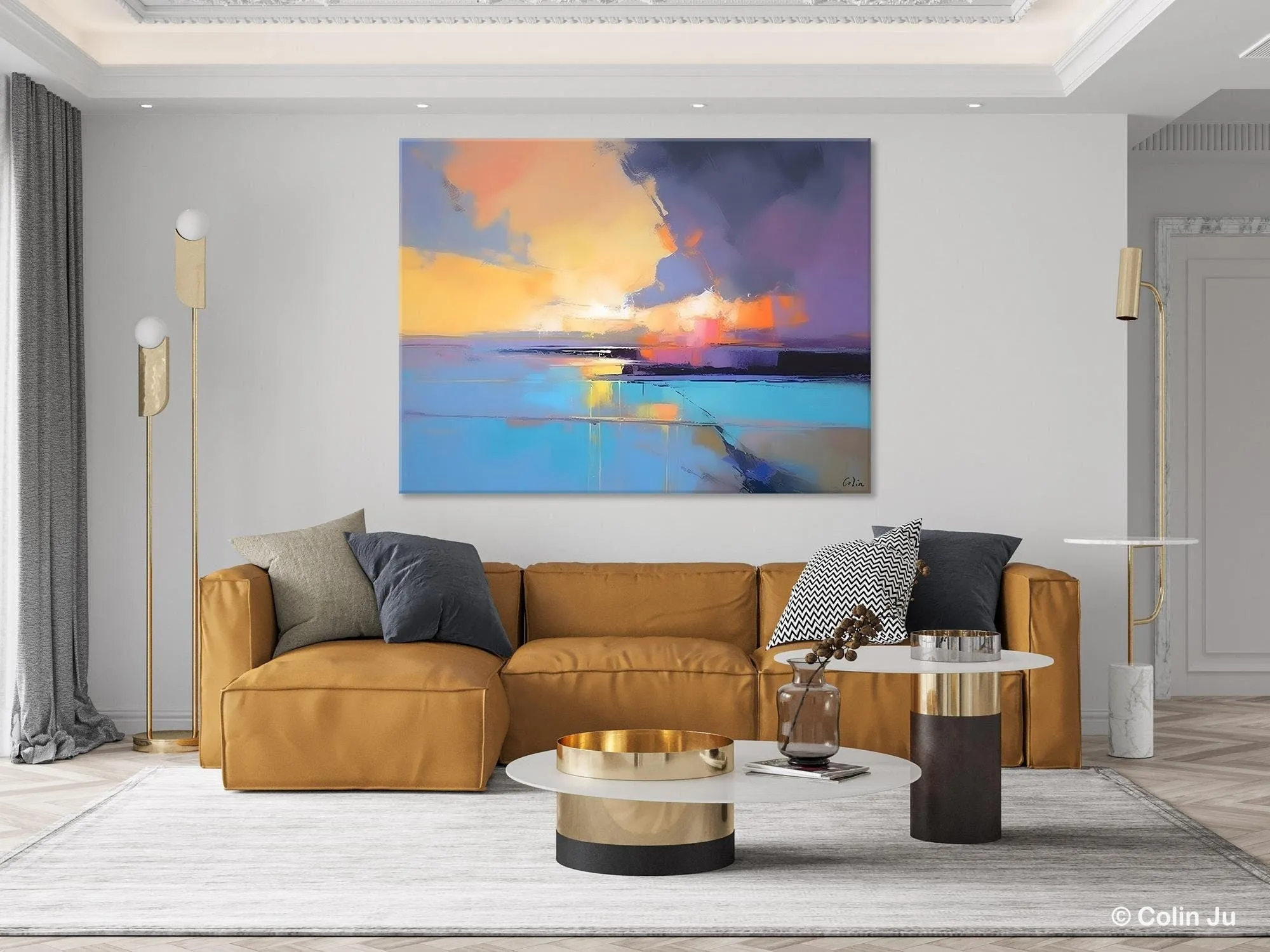 Extra Large Modern Wall Art Paintings, Acrylic Painting on Canvas, Landscape Paintings for Living Room, Original Landscape Abstract Painting