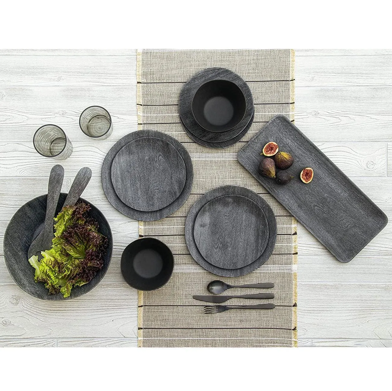 Faux Real Blackened Wood Serving Tray