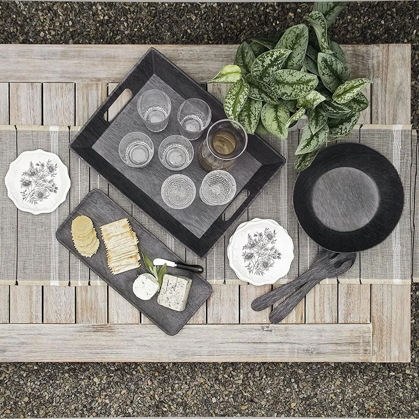 Faux Real Blackened Wood Serving Tray