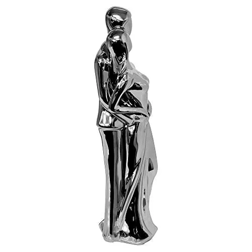 Febland Chrome Ceramic Wedding Couple Figurine, Small