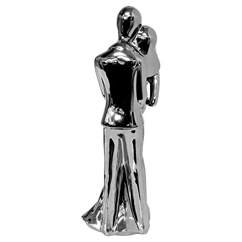 Febland Chrome Ceramic Wedding Couple Figurine, Small