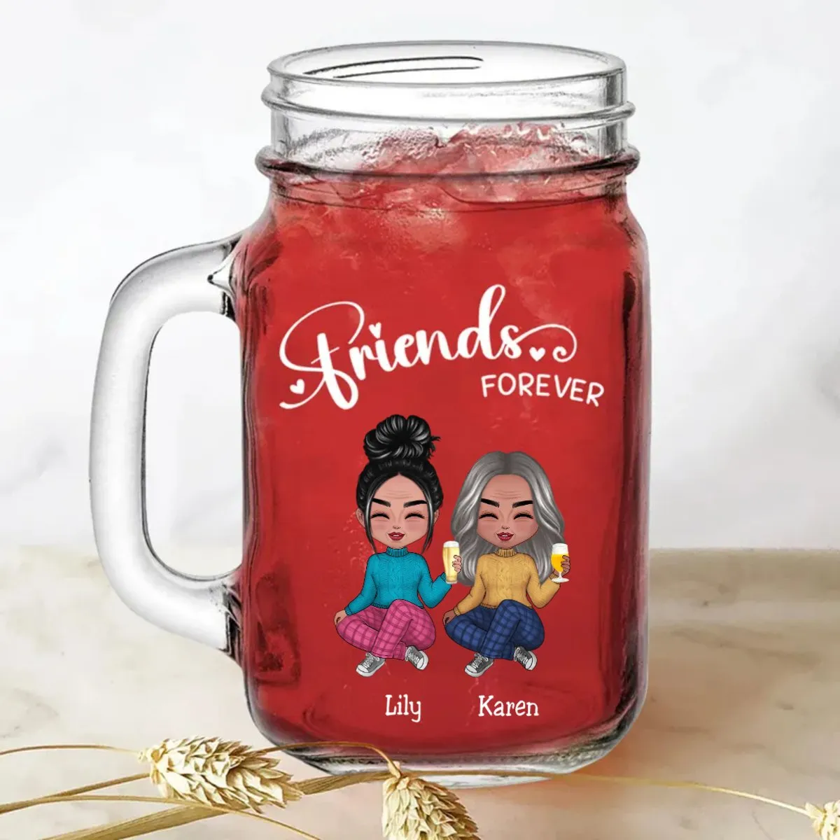 Friends - Friends Forever - Personalize Drinking Jar (White)