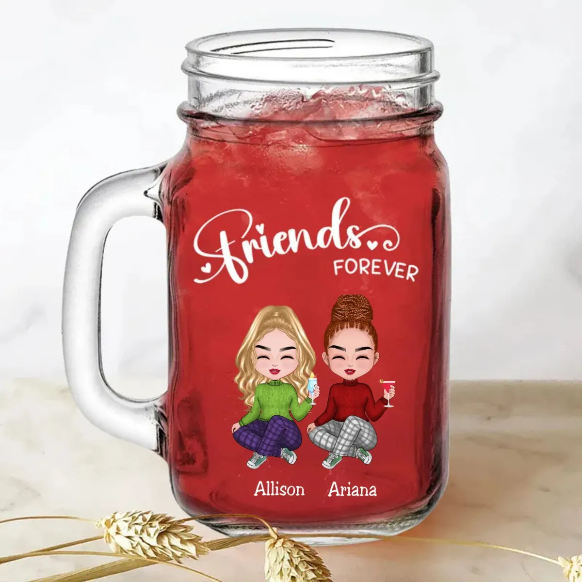 Friends - Friends Forever - Personalize Drinking Jar (White)