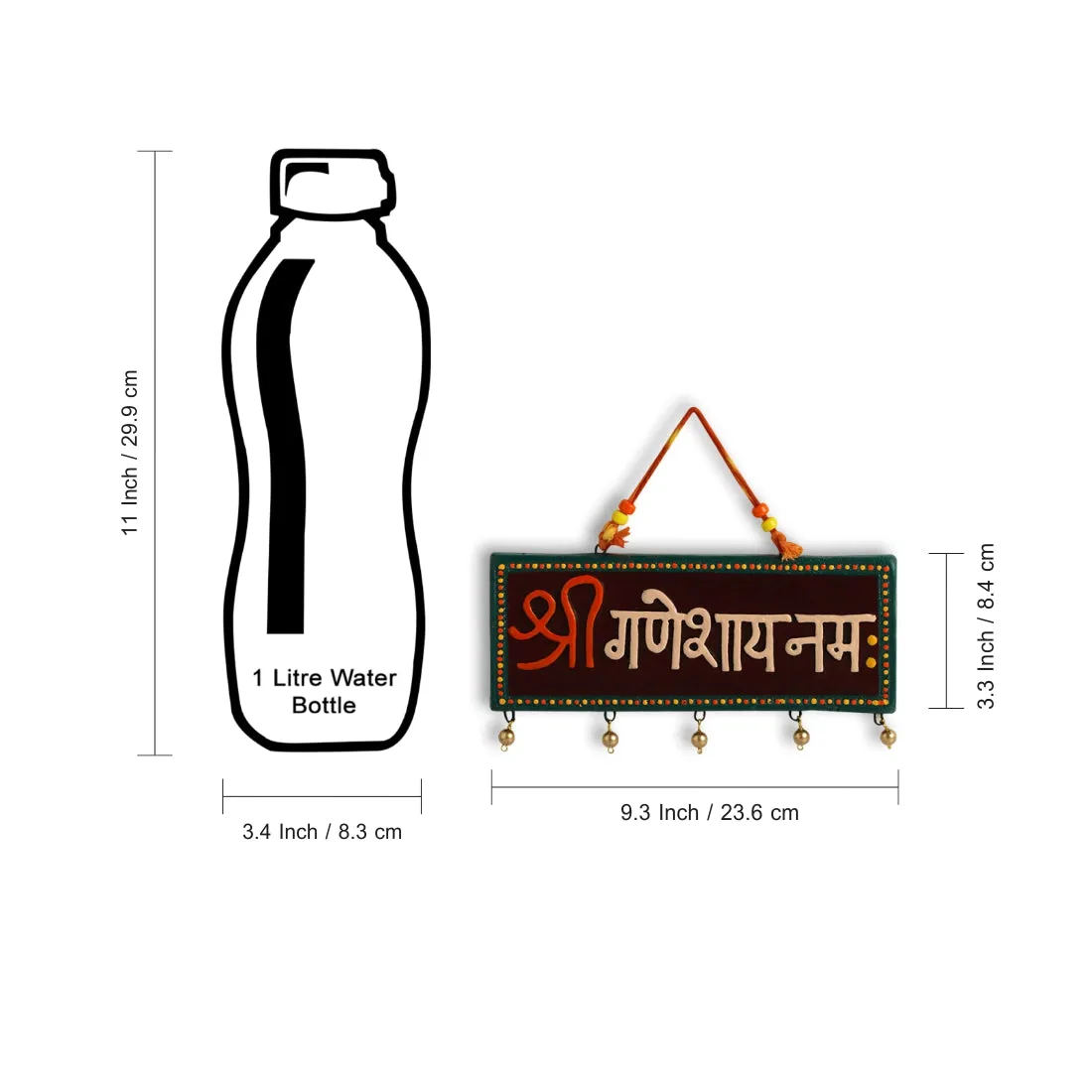 'Ganesha Mantra' Terracotta Wall Hanging Decor (Shree Ganeshay Namah)