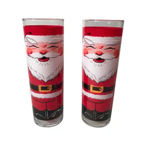 Georges Briard Signed Vintage Santa Tall Collins Glasses (Set of 2)