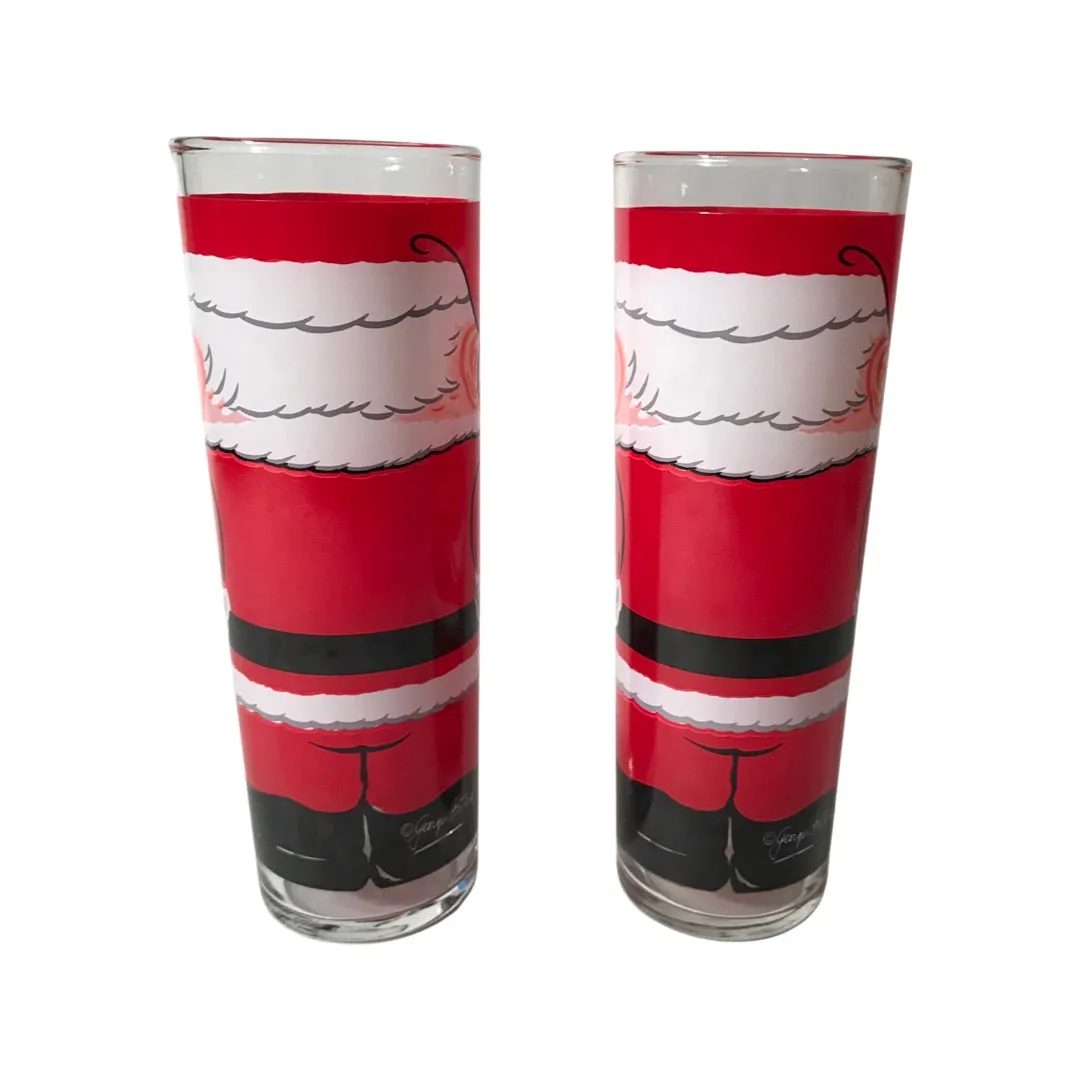 Georges Briard Signed Vintage Santa Tall Collins Glasses (Set of 2)
