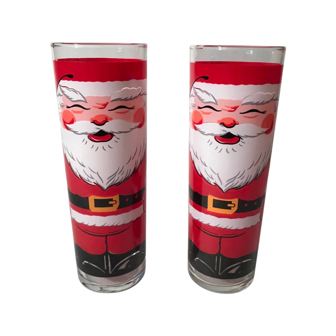 Georges Briard Signed Vintage Santa Tall Collins Glasses (Set of 2)