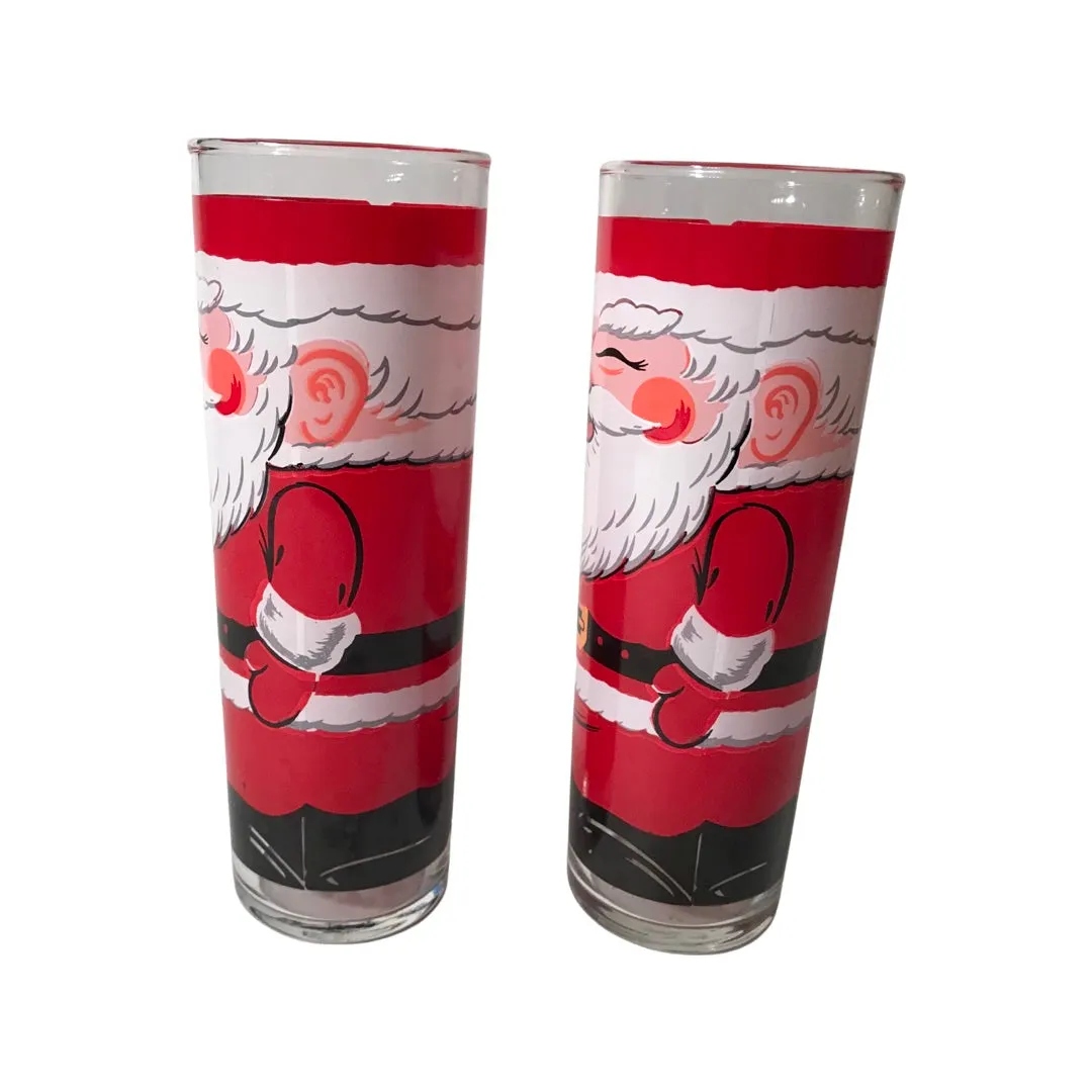 Georges Briard Signed Vintage Santa Tall Collins Glasses (Set of 2)