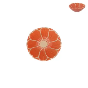 Gisela Graham 12.5cm Orange Stoneware Flower Mini Bowl