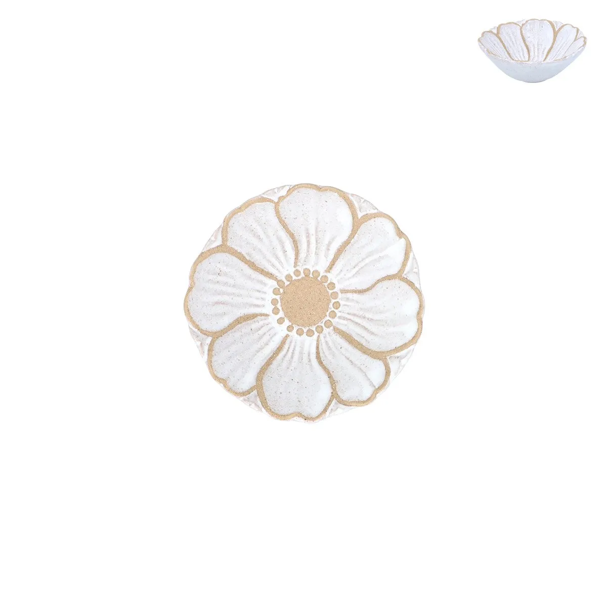 Gisela Graham 12.5cm White Stoneware Flower Mini Bowl