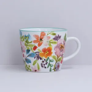 Gisela Graham 12cm White Bright Peonies Stoneware Mug