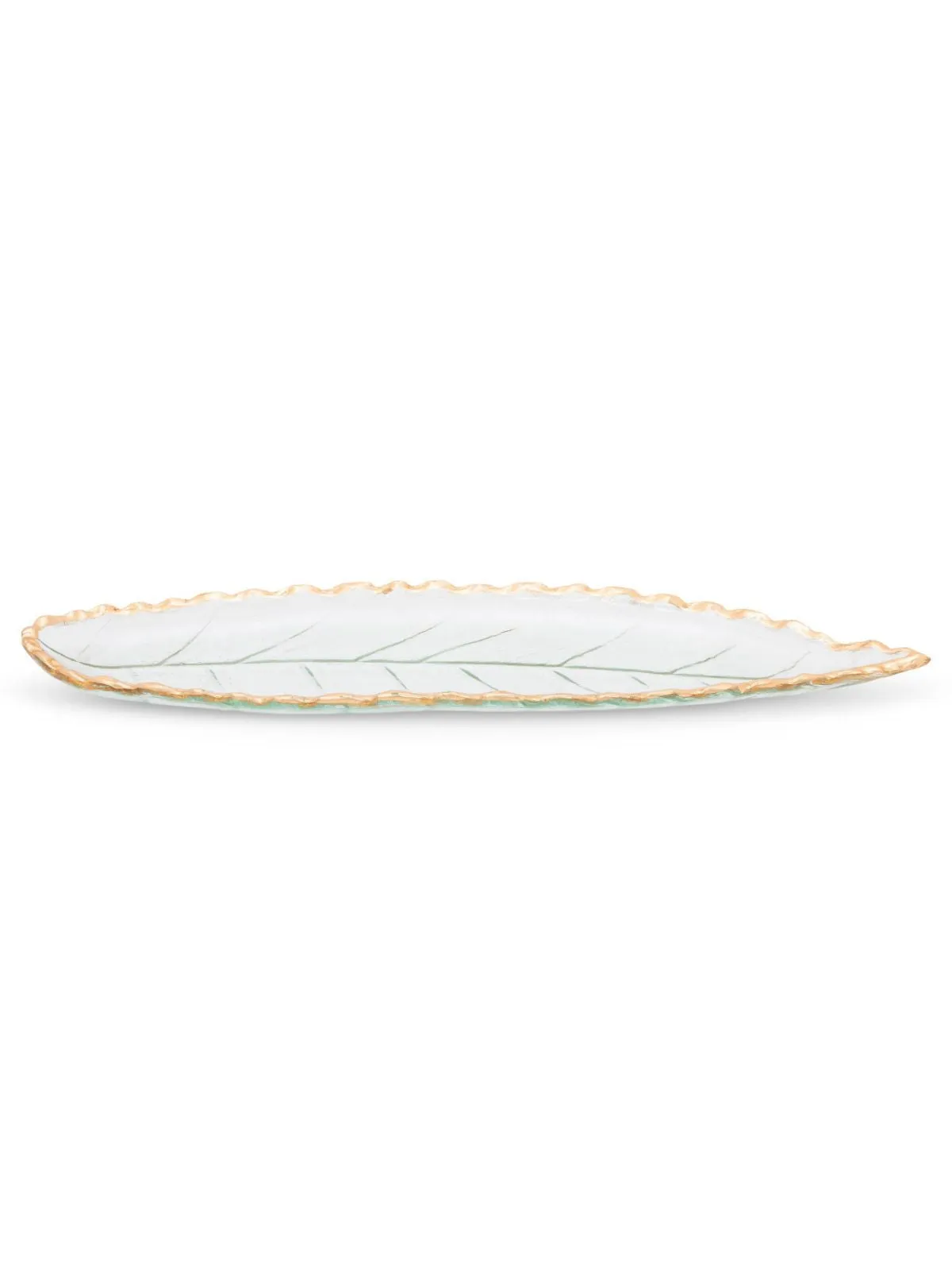 Glass Leaf Dish With Gold Edge