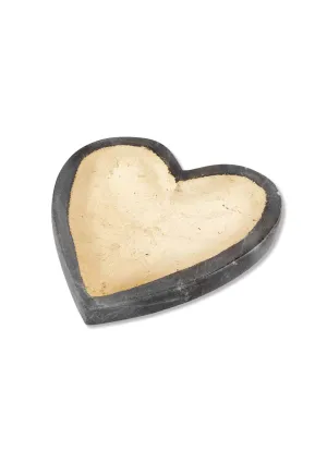 Gold Foil Heart Trinket Dish with Grey Marble Edge