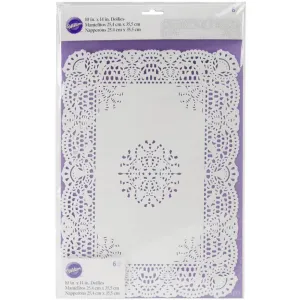 Greaseproof Doilies 10in x 14in Rectangle White 6/Pkg