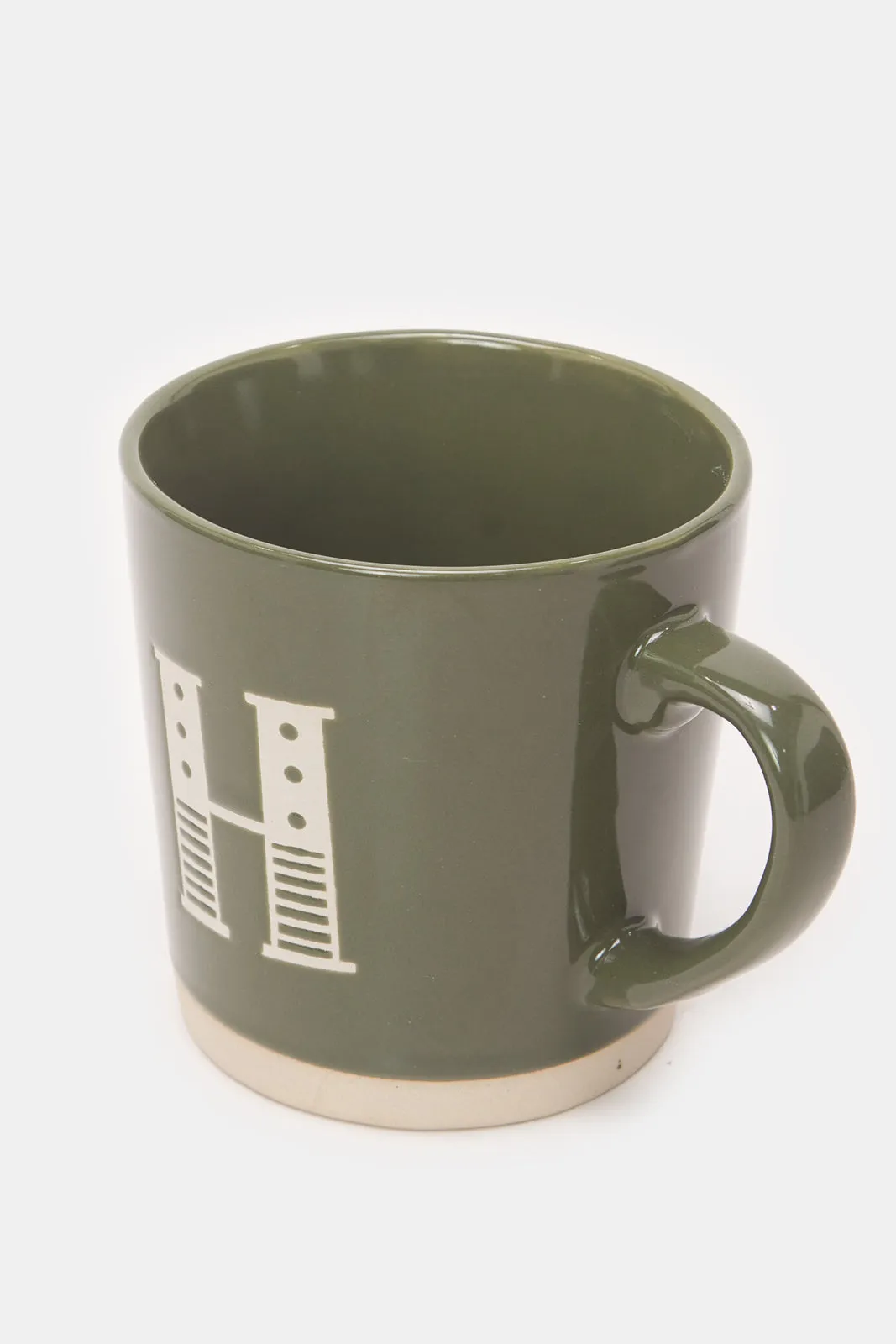 Green Glaze Alphabet Mug H (13oz)