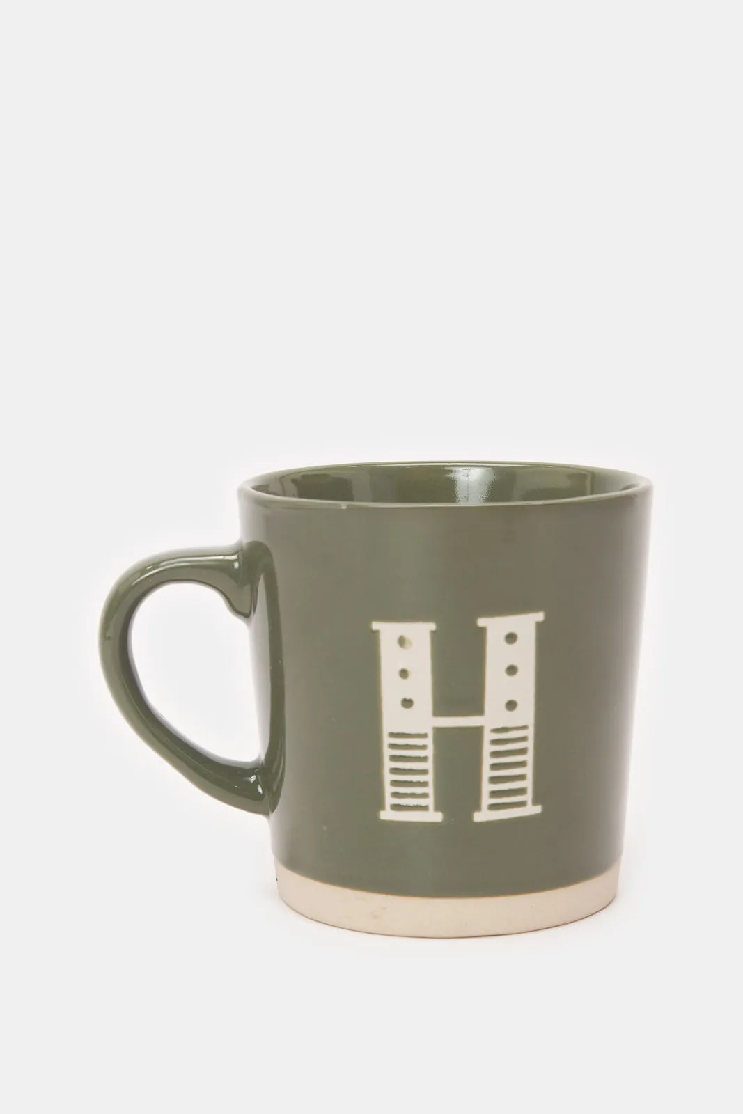 Green Glaze Alphabet Mug H (13oz)