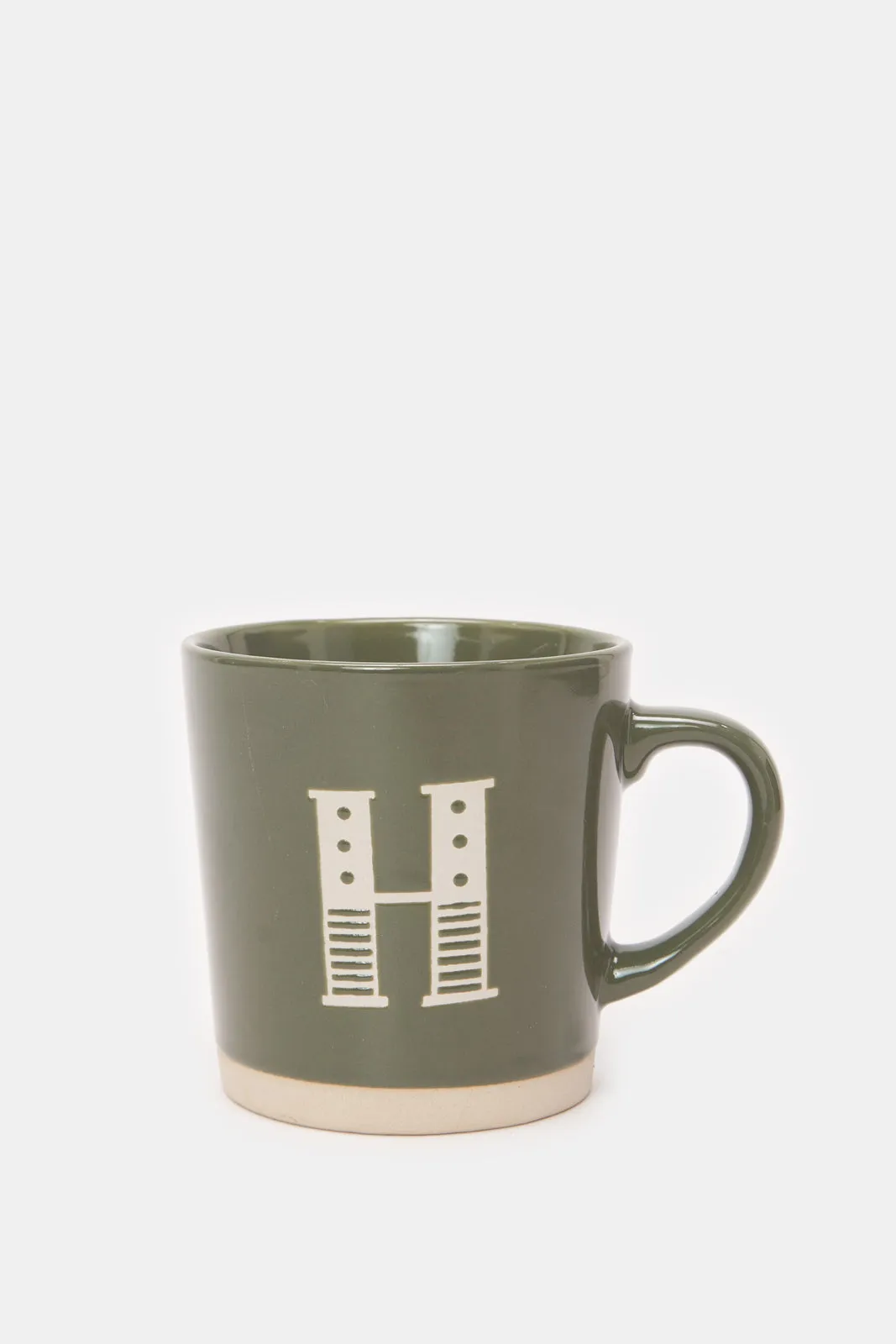Green Glaze Alphabet Mug H (13oz)