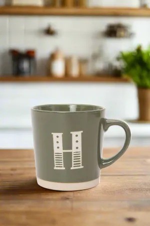 Green Glaze Alphabet Mug H (13oz)