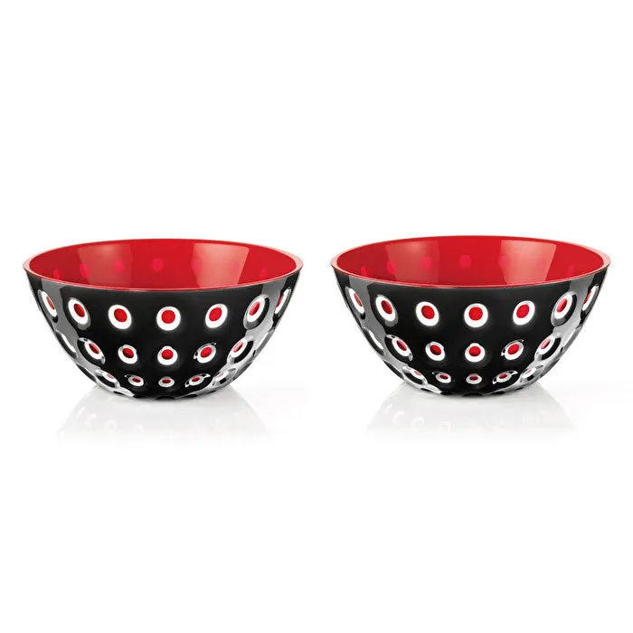 Guzzini Black/Red "LE MURRINE" Bowls 12cm 2pc