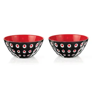 Guzzini Black/Red "LE MURRINE" Bowls 12cm 2pc
