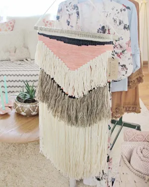 Hand-Woven Wall Hanging in Desert Rose