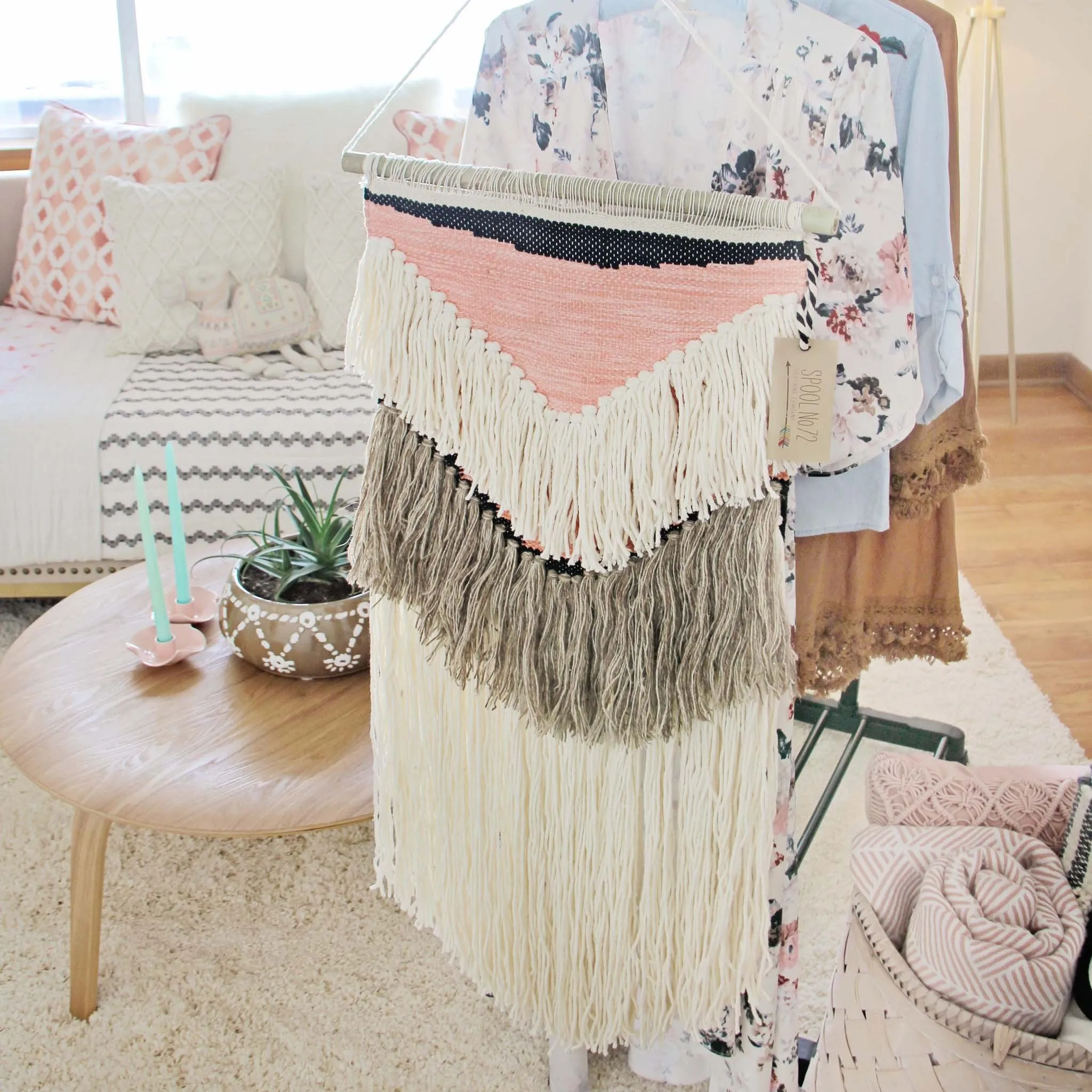 Hand-Woven Wall Hanging in Desert Rose