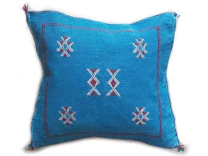 Handmade Moroccan Cushion Cover – Sabra Silk Pillow – Lalla Hasnaa - Turquoise