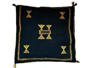 Handmade Moroccan Cushion Cover – Sabra Silk Pillow – Sidi Omar - Black