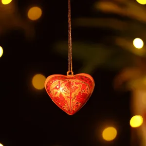 Heart - Kashmir Handpainted Wooden Christmas Ornament (3 Inches)