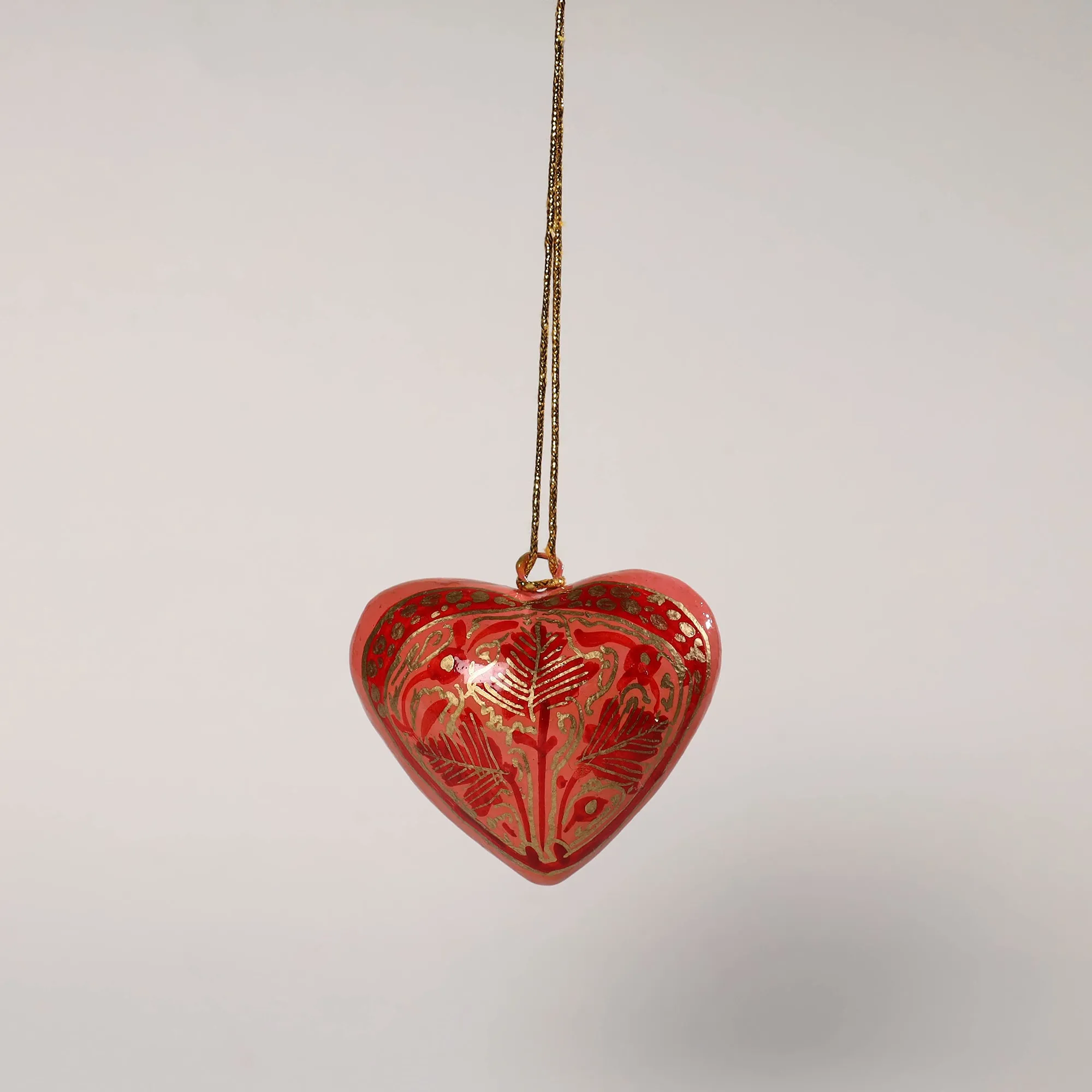 Heart - Kashmir Handpainted Wooden Christmas Ornament (3 Inches)